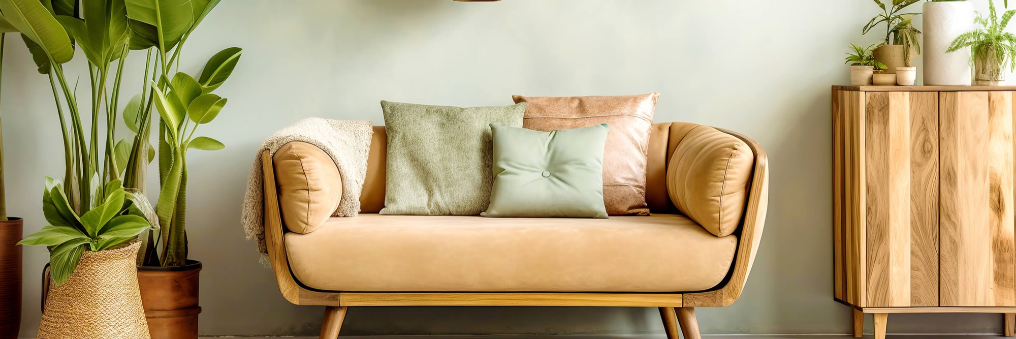 Comfortable apartment interior with plants